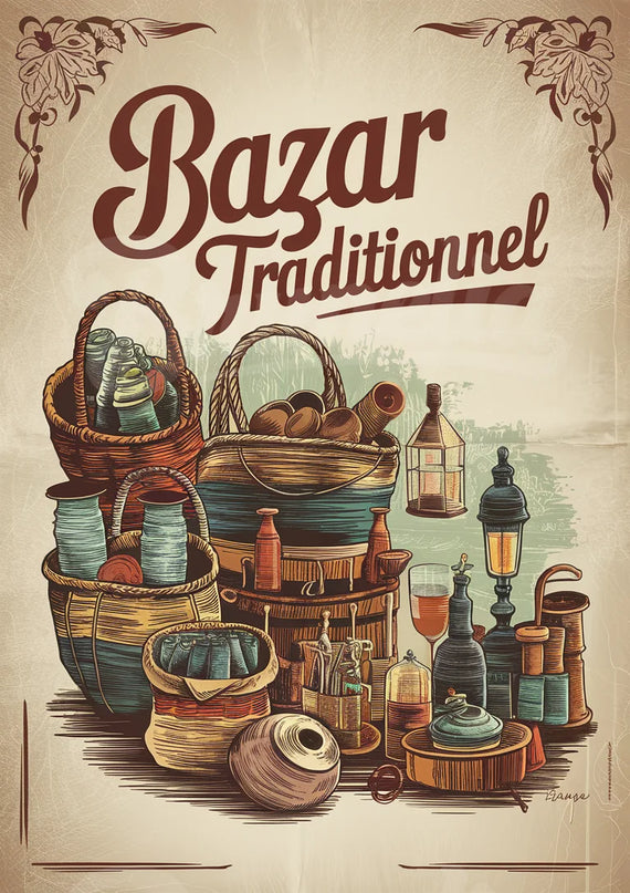 Affiche bazar traditionnel vintage
