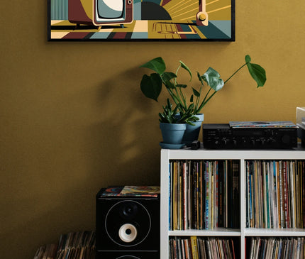 Affiche vintage antenne TV rétro