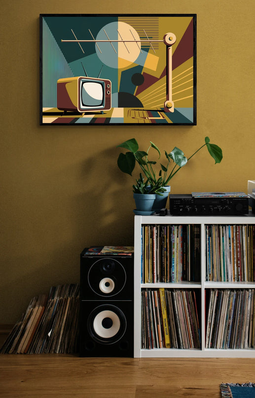 Affiche vintage antenne TV rétro