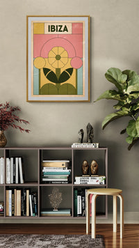 Affiche Ibiza Art déco fleur géométrique vintage
