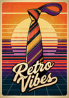 Affiche cravate rétro années 70 coucher de soleil