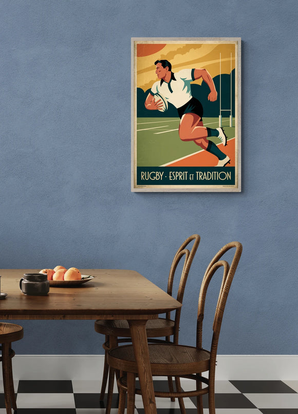 Affiche vintage rugby old school