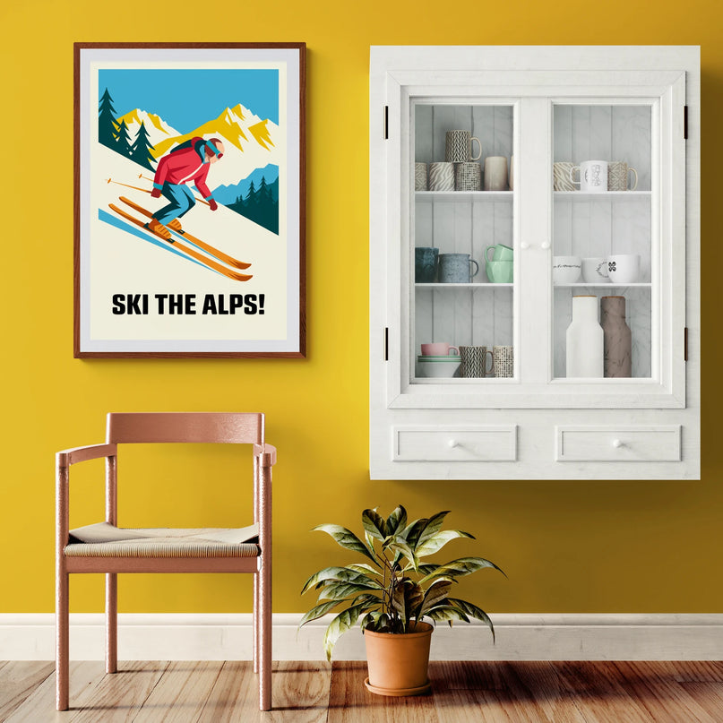 Affiche skieur rétro