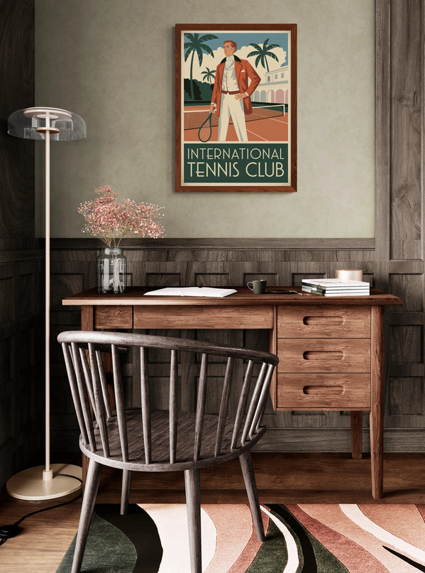 Affiche vintage ambiance club de tennis