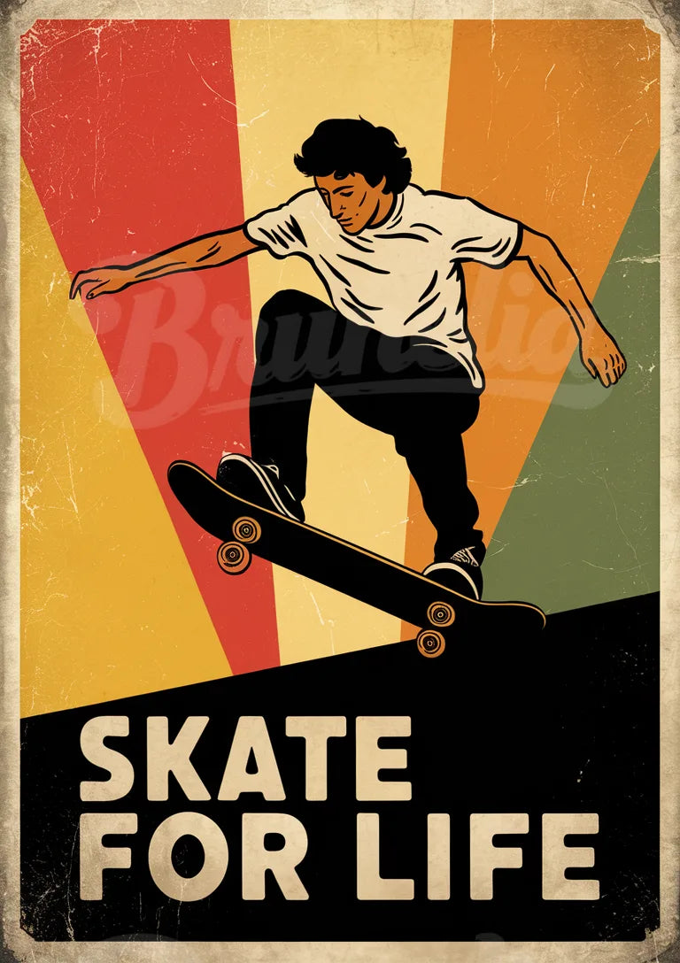 Affiche skateboard rétro Skate for Life