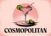 Affiche Cosmopolitan framboise citron vert paille rose