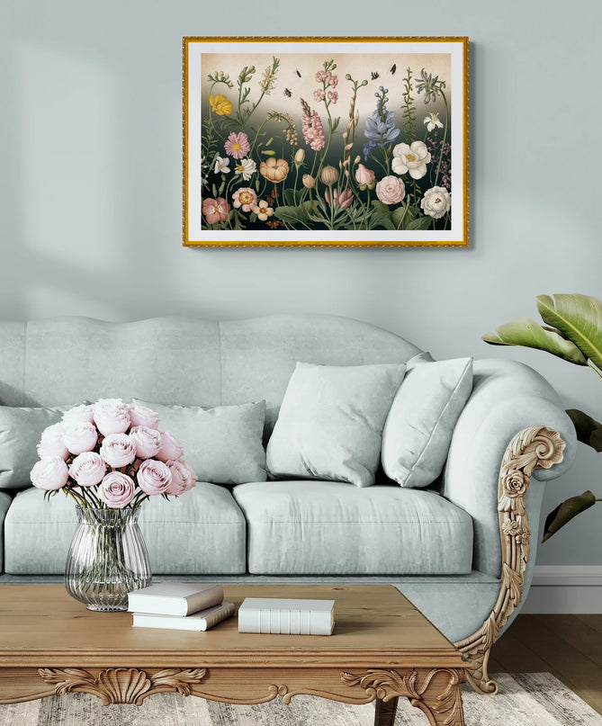 affiche fleurs vintage