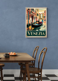 Affiche Gondole à Venise style Art Déco