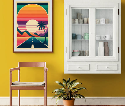 Affiche vintage coucher de soleil