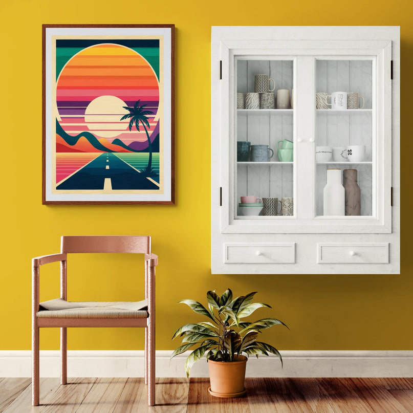 Affiche vintage coucher de soleil