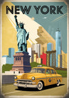 Affiche Taxi jaune et Statue de la Liberté New York