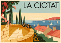 Affiche La Ciotat terrasse méditerranéenne style Art Déco