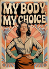 Affiche My Body My Choice femme mandala seventies