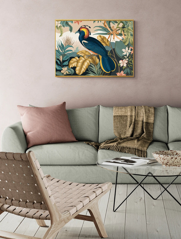 Affiche oiseau exotique vintage