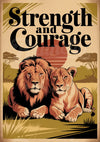 Affiche lions force et courage style art déco