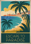 Affiche tropicale paradisiaque style Art Déco