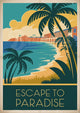 Affiche tropicale paradisiaque style Art Déco