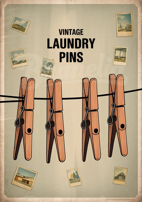 affiche pinces à linge rétro