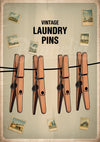 Affiche épingles à linge en bois vintage