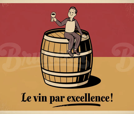 Affiche vintage tonneau de vin