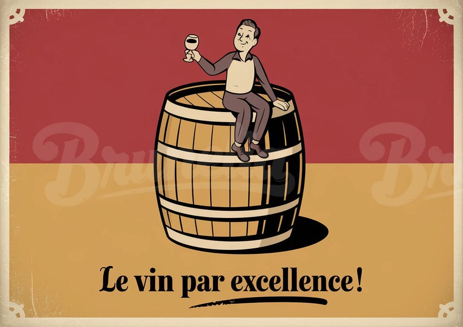 Affiche vintage tonneau de vin