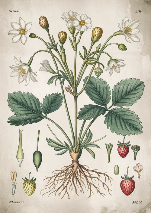 Illustration botanique du fraisier - Détails éducatifs