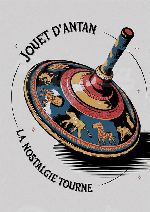 Affiche toupie décorée vintage