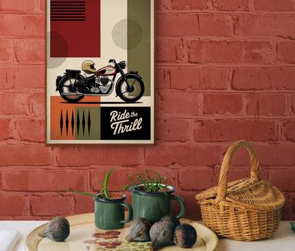 Affiche moto et casque vintage