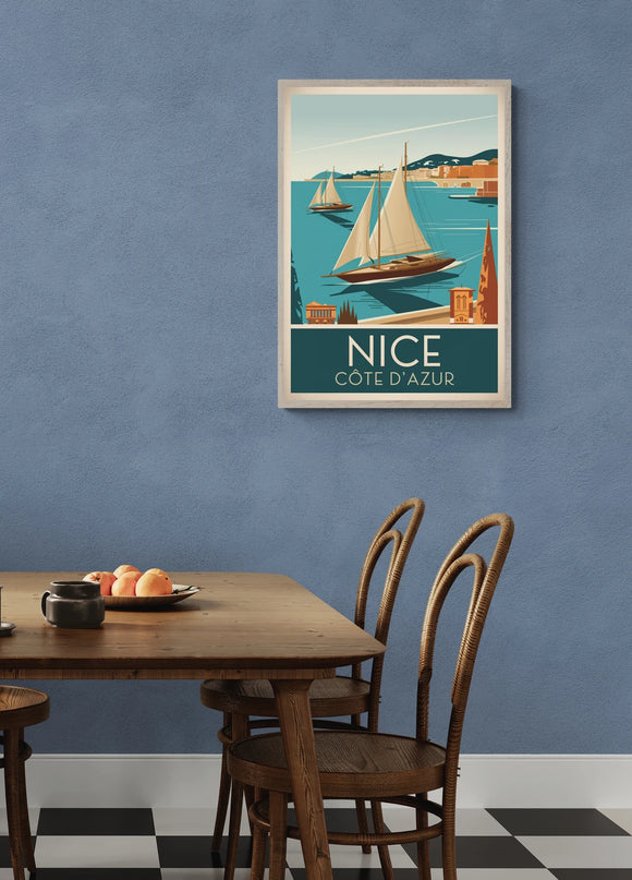 Affiche vintage bateaux niçois