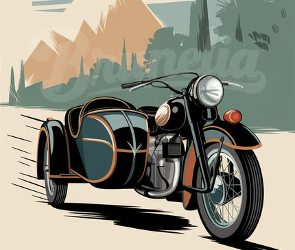 Affiche moto et side-car vintage 1