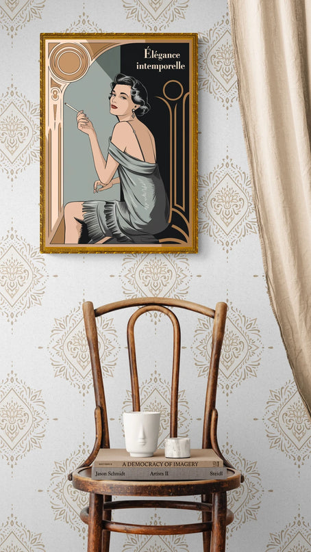 Affiche vintage femme et cigarette élégante