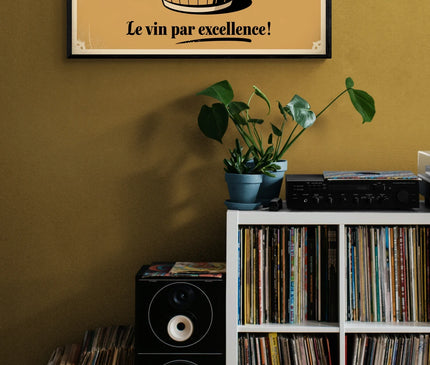 Affiche vintage tonneau de vin