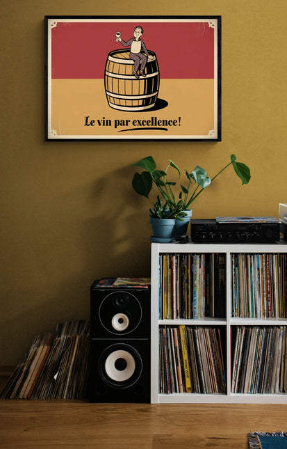 Affiche vintage tonneau de vin