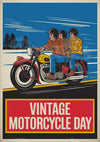 Affiche Balade en Harley trois motards vintage