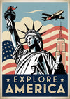 Affiche Statue de Liberté et patrimoine américain style Art déco