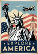Affiche Statue de Liberté et patrimoine américain style Art déco