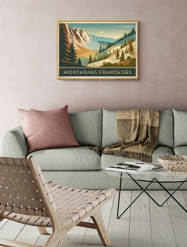 affiche sérénité en montagne rétro