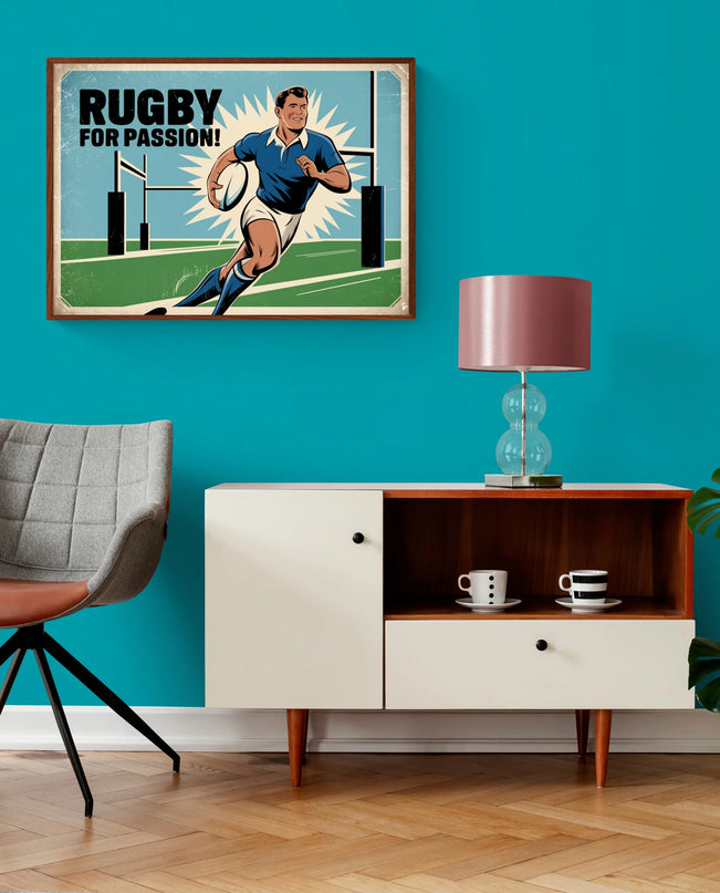 Affiche vintage passion rugby