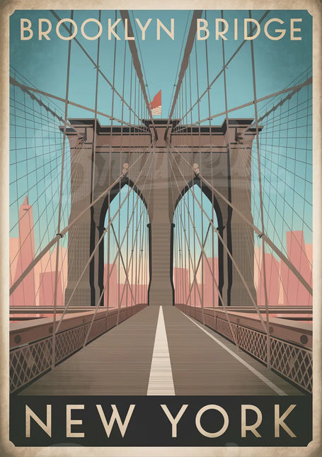 Affiche vintage pont suspendu new-yorkais