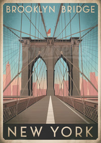 Affiche Brooklyn Bridge perspective symetrique art deco