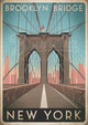 Affiche Brooklyn Bridge perspective symetrique art deco