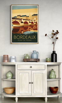Affiche Pont de Pierre Bordeaux style Art déco
