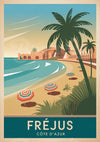 Affiche Fréjus Côte d'Azur rétro bord de mer