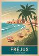Affiche Fréjus Côte d'Azur rétro bord de mer