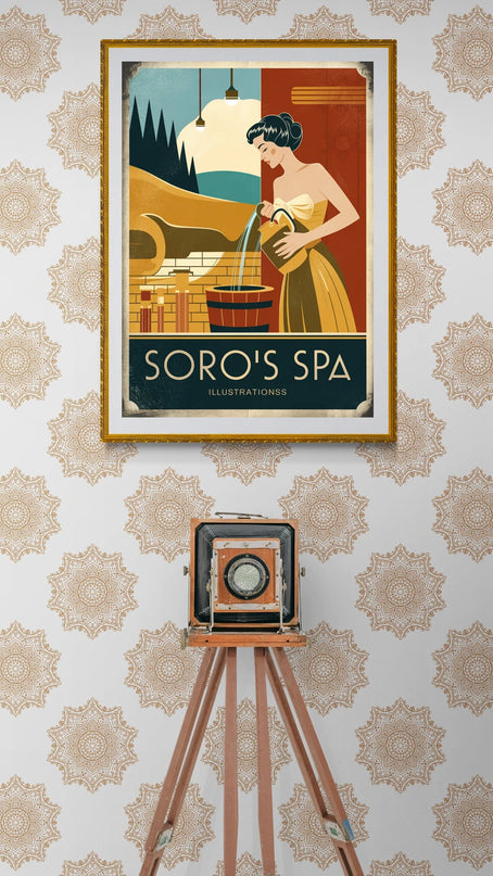 affiche ambiance spa vintage