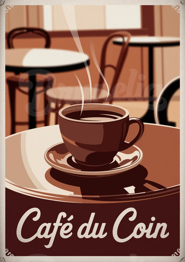 Affiche Coin bistrot parisien style Art déco Café