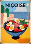 Affiche Salade Niçoise rétro bord de mer