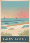 Affiche Calais dunes clôture voiliers mouettes