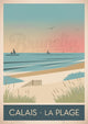 Affiche Calais dunes clôture voiliers mouettes