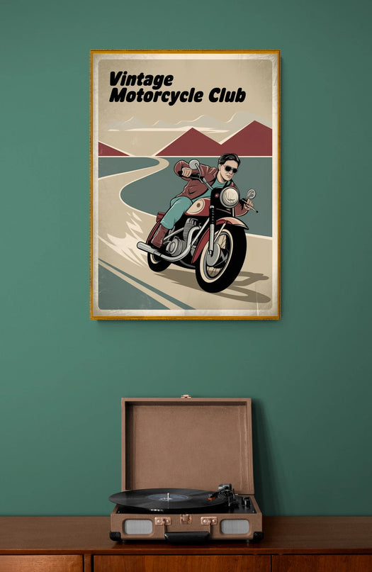Affiche vintage club de motards rétro